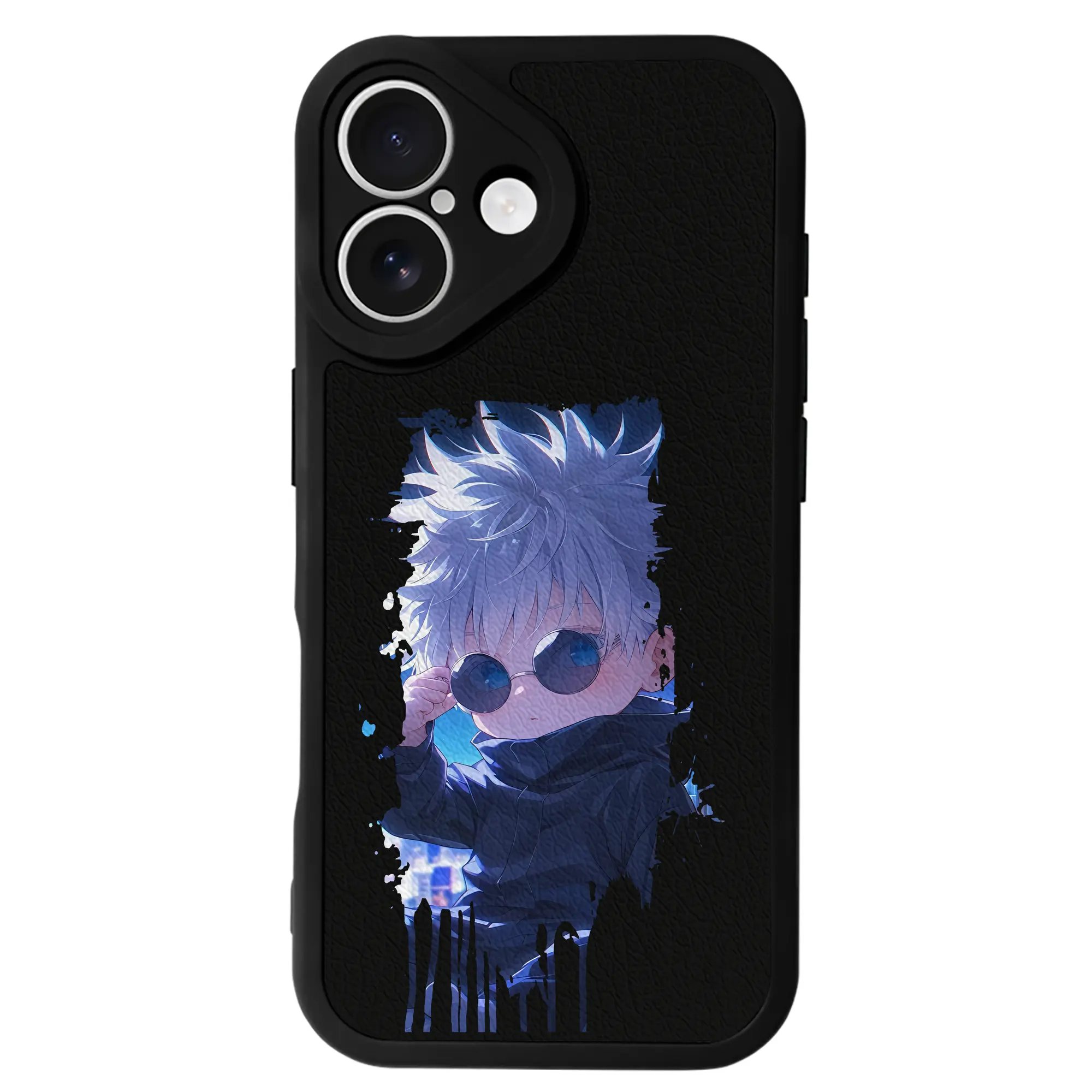 呪術廻戦 グッズ,五条 悟 - IPhone 16シリーズ対応 ・ シリコンスマホケース ・ レザー調 ・ 高精度フィット ・ 耐衝撃 ・ ワイヤレス充電対応 ・ 精密カット